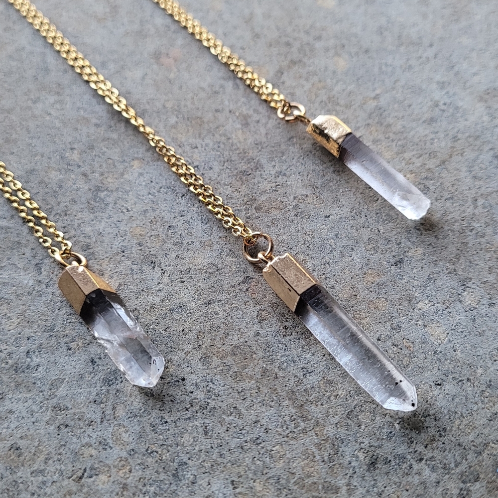 Quartz Crystal 18k Gold Plated Necklace
